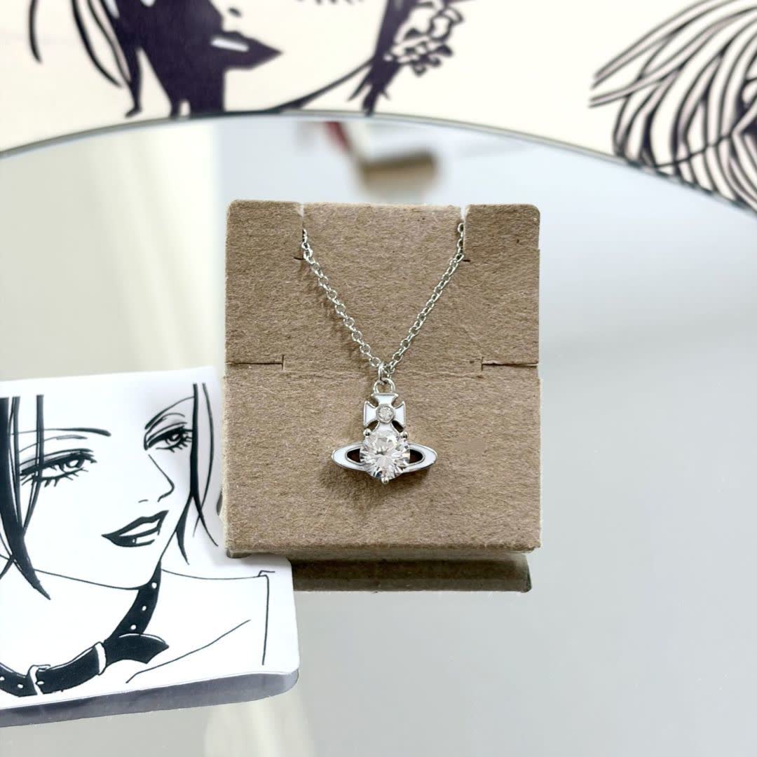 Vivienne Westwood Gold Tone Crystal Orbit Necklace and Earrings Set